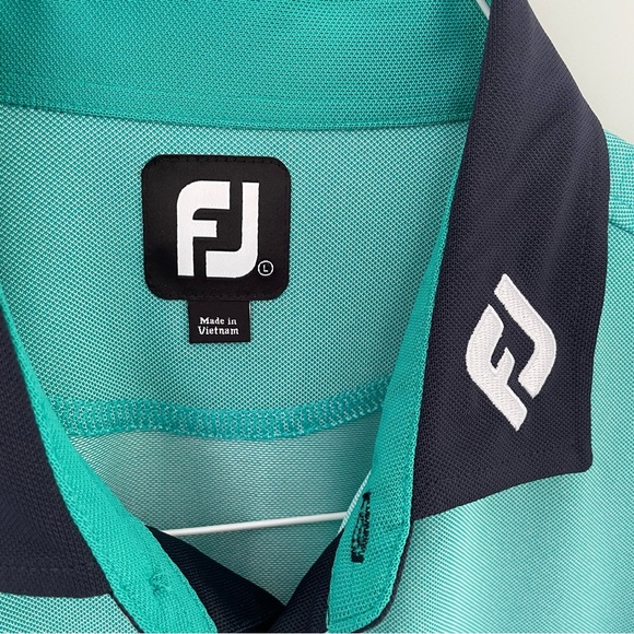 FOOTJOY Men’s 2017 PGA Championship Birdseye Jacquard Polo in Emerald / Navy - Picture 2 of 8